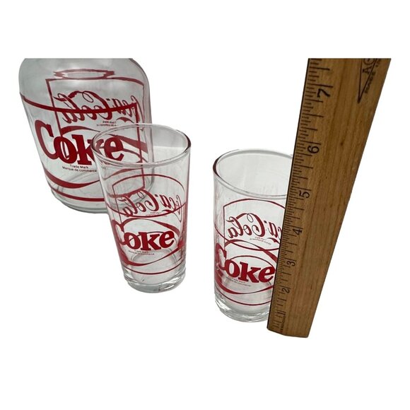 Libby St Clair Coca-Cola Glass Decanter and 4 Glasses 1987 Vintage New - Picture 16 of 16